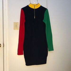 Never worn, ribbed color block dress